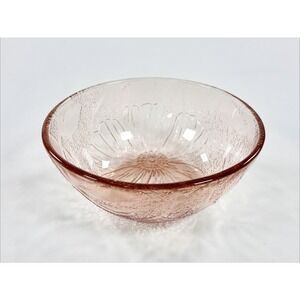 Vintage KIG Indonesia Pink Glass Hibiscus Bowl 5" Textured Floral Trinket Dish 4